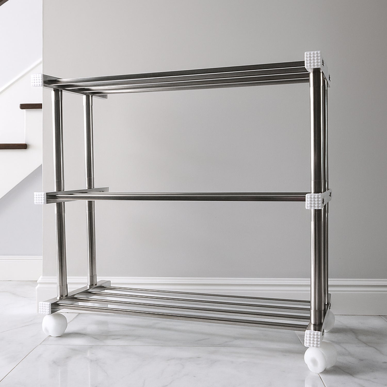 3-Layer Stainless Steel Shoe Rack – Durable & Space-Saving Organizer