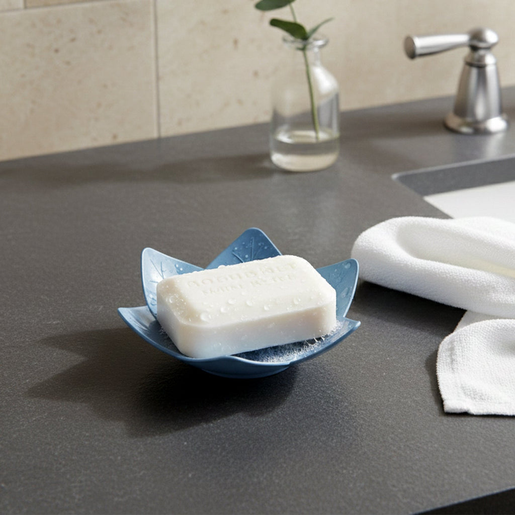 Lotus Blossom Soap Holder Set – 3-Piece Fast Drain Soap Dish