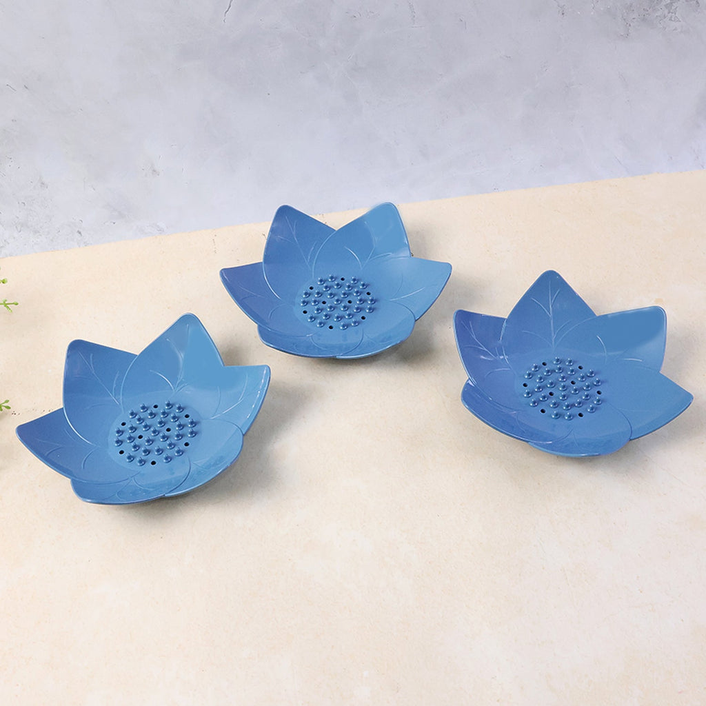 Lotus Blossom Soap Holder Set – 3-Piece Fast Drain Soap Dish