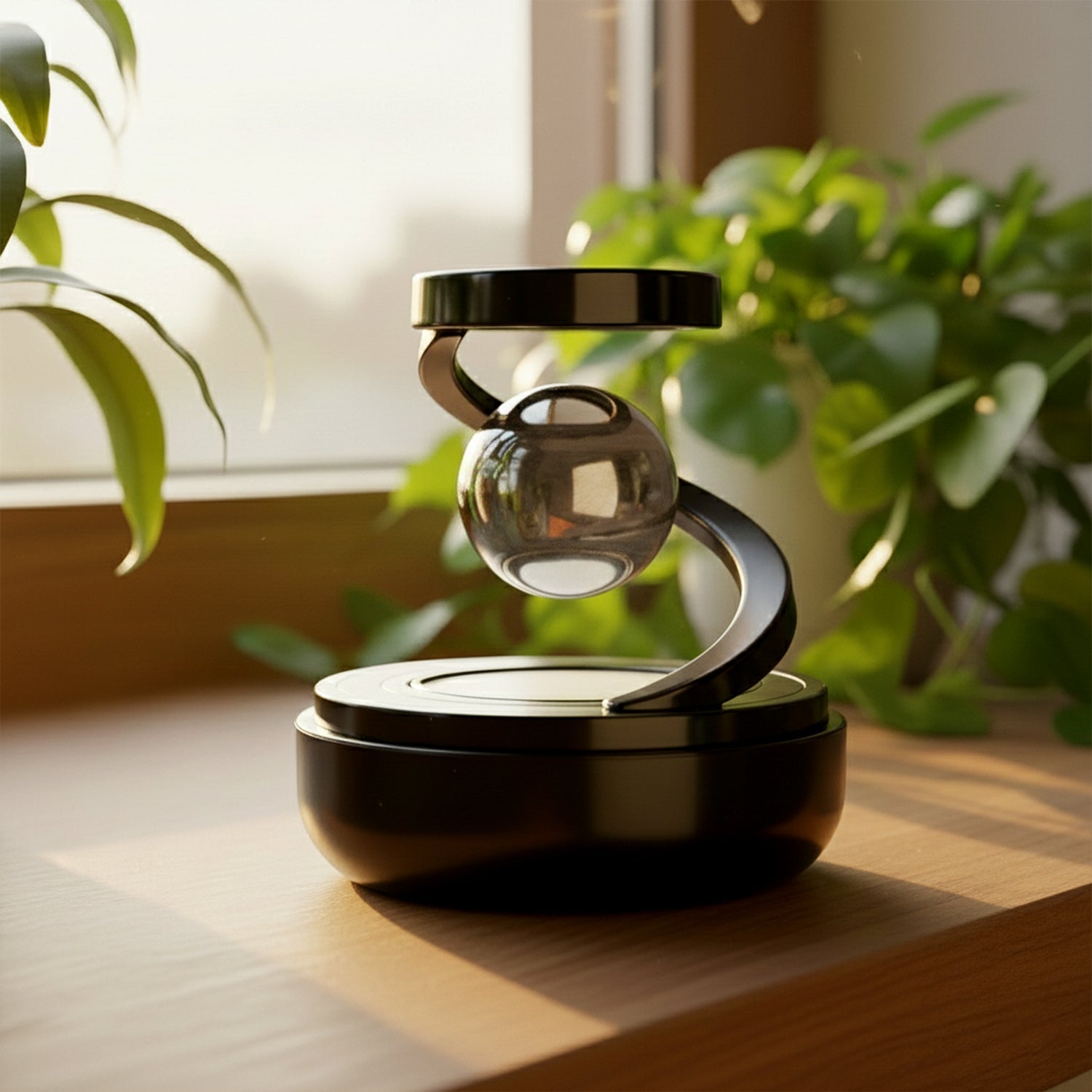 Solar-Powered Car Air Freshener – Rotating Galaxy Orb Design