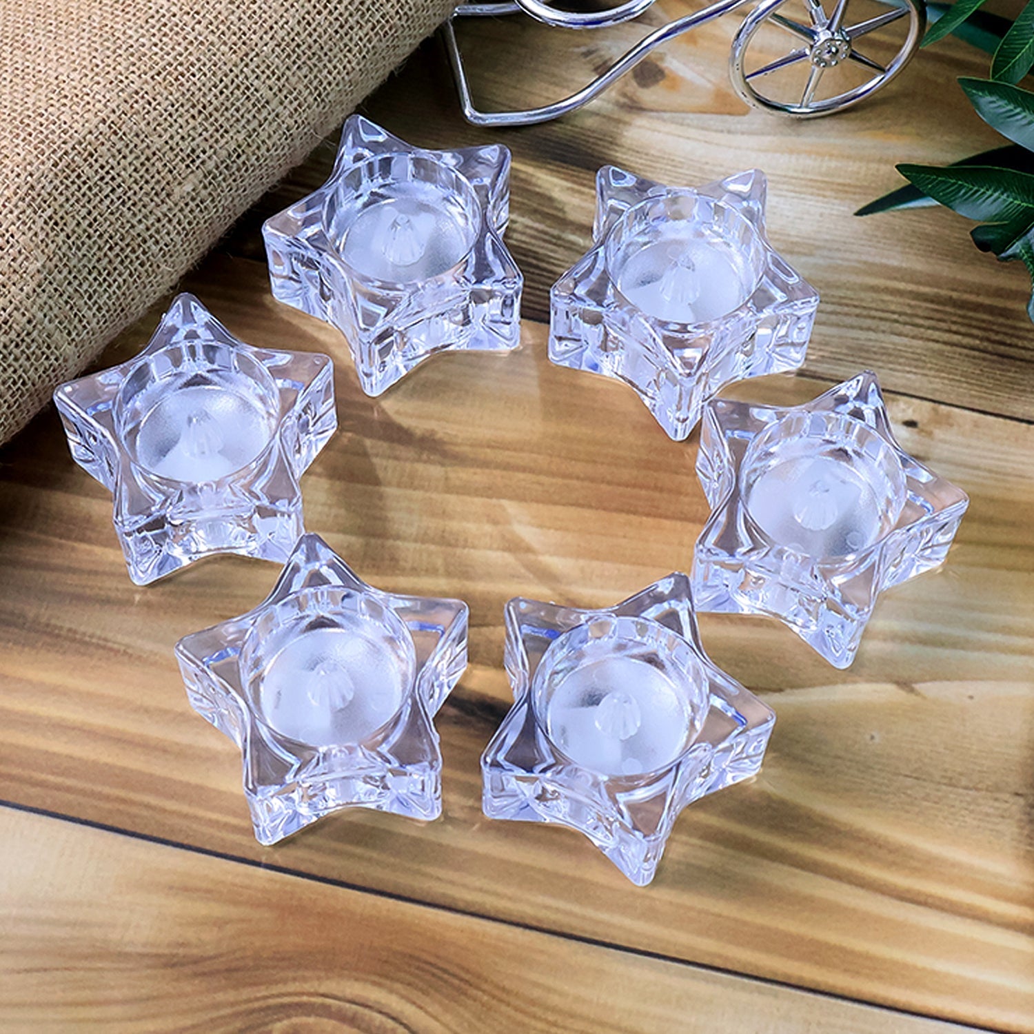 Star-Shaped LED Candles – Flameless Battery-Operated Set of 6