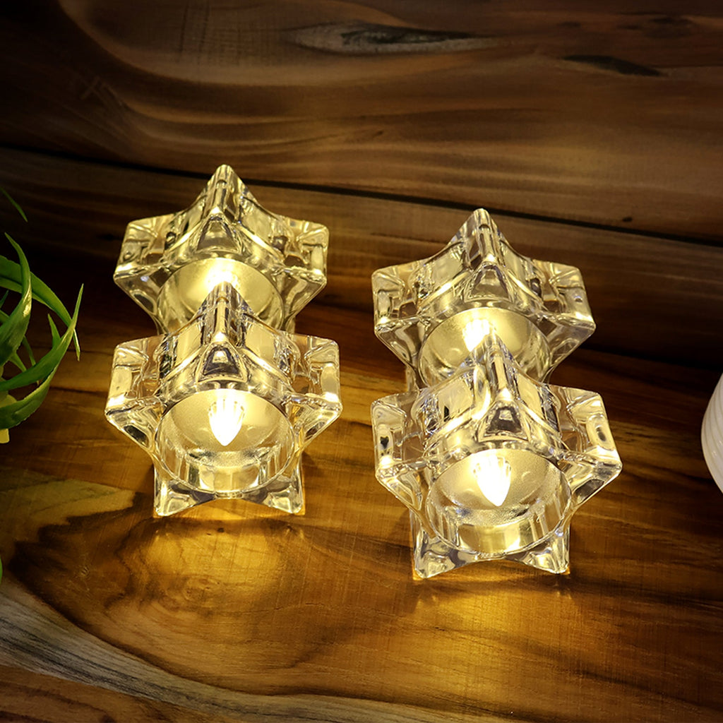 Star-Shaped LED Candles – Flameless Battery-Operated Set of 6