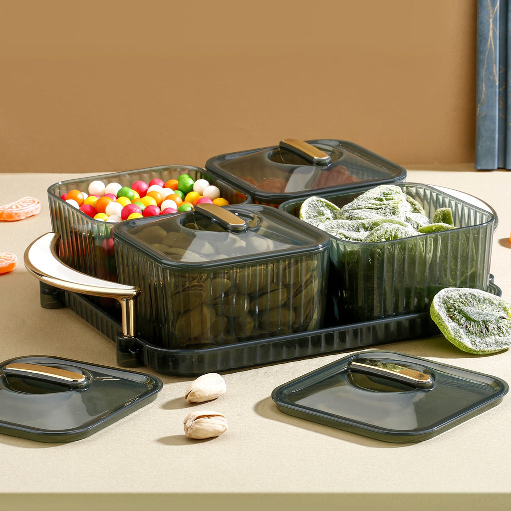 Dryfruit Storage Box – Luxury 4-Piece Airtight Set with Tray