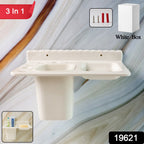 Wall Mounted Toothbrush Holder – 3in1 Multi-Compartment Organizer