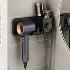Wall Mounted Hair Dryer Holder – Space-Saving Organizer Shelf & Hook