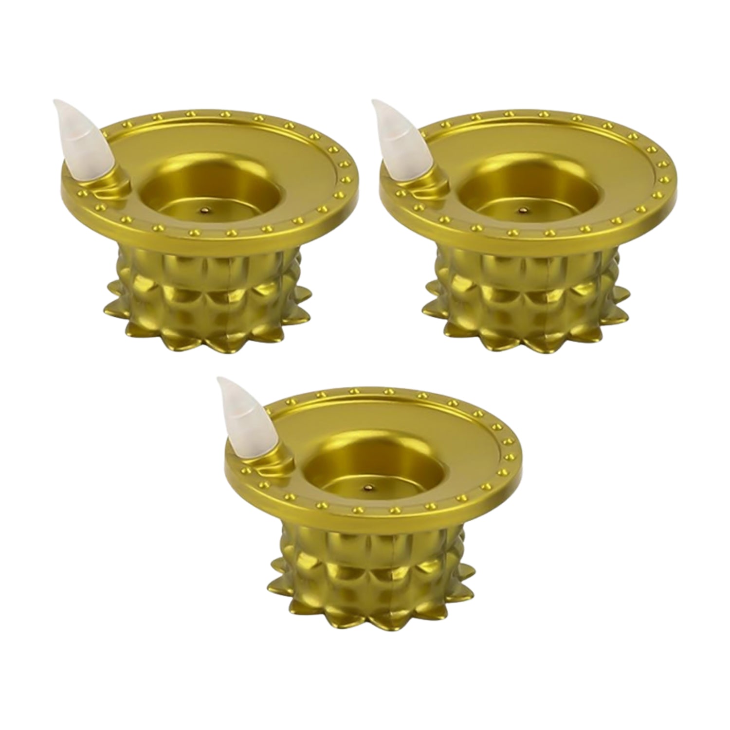 Water Sensor LED Diyas Set – Flameless Golden for Festive Decor