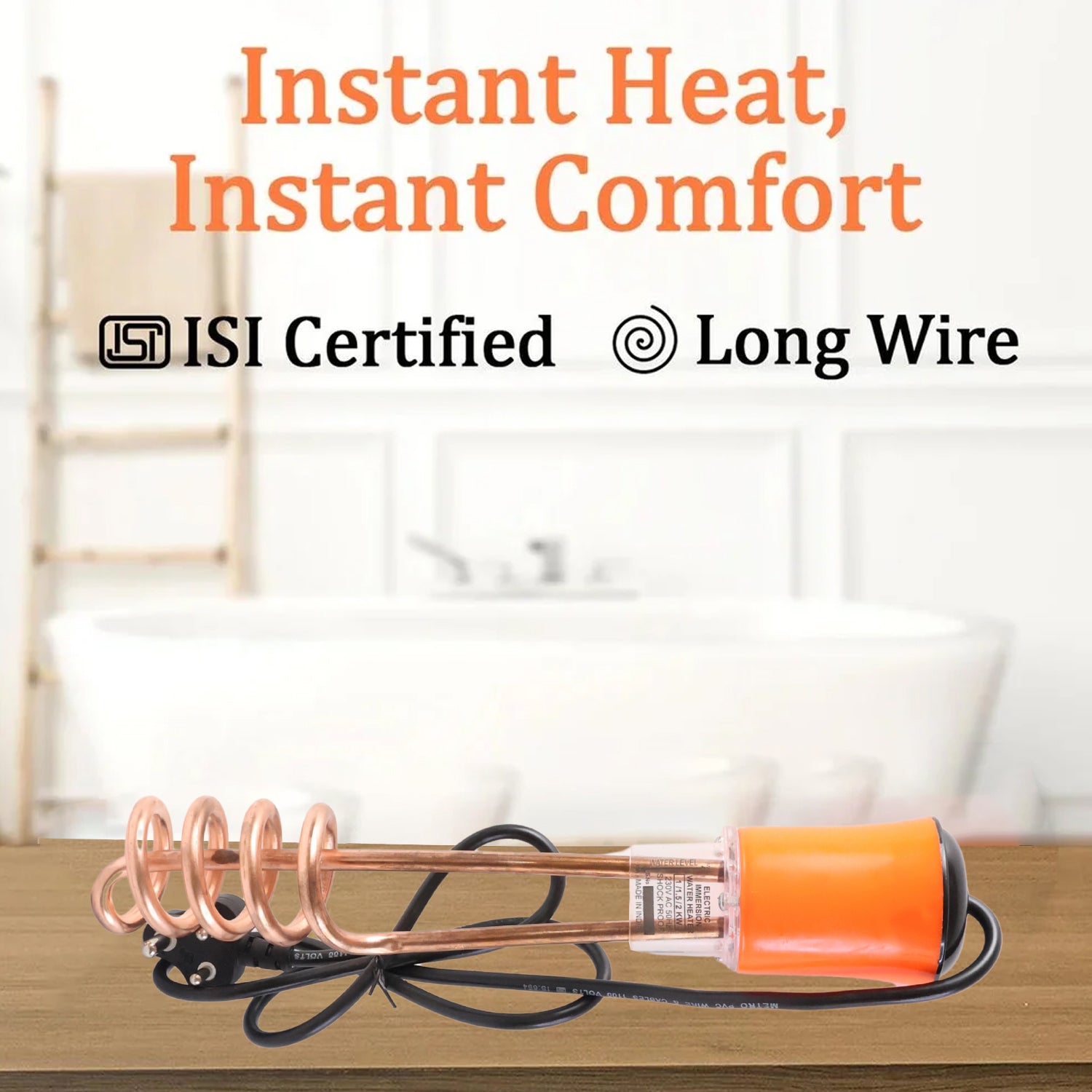 Immersion Water Heater Rod – Quick Heating Copper Element