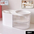 Vanity Organizer with Rotating Tray & Drawers for Easy Storage