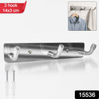 Stainless Steel Wall Mounted Coat Hook Rack – 3 Durable Hooks