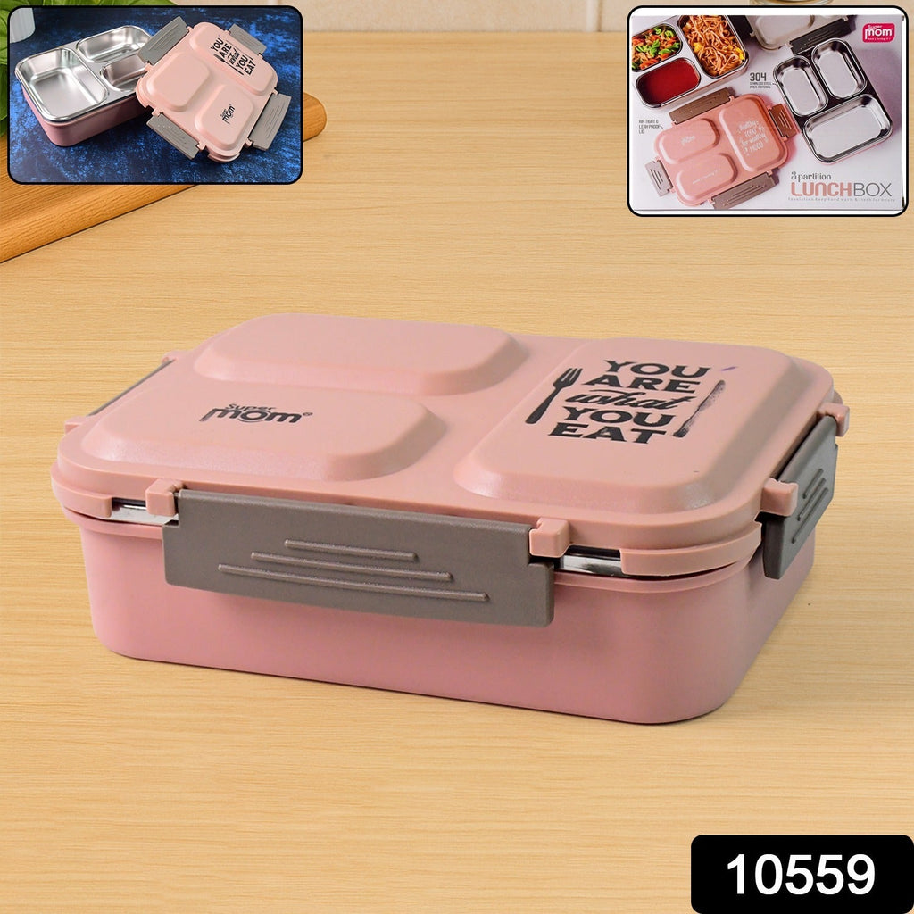 Stainless Steel Lunch Box – Premium 3-Partition Leakproof Tiffin