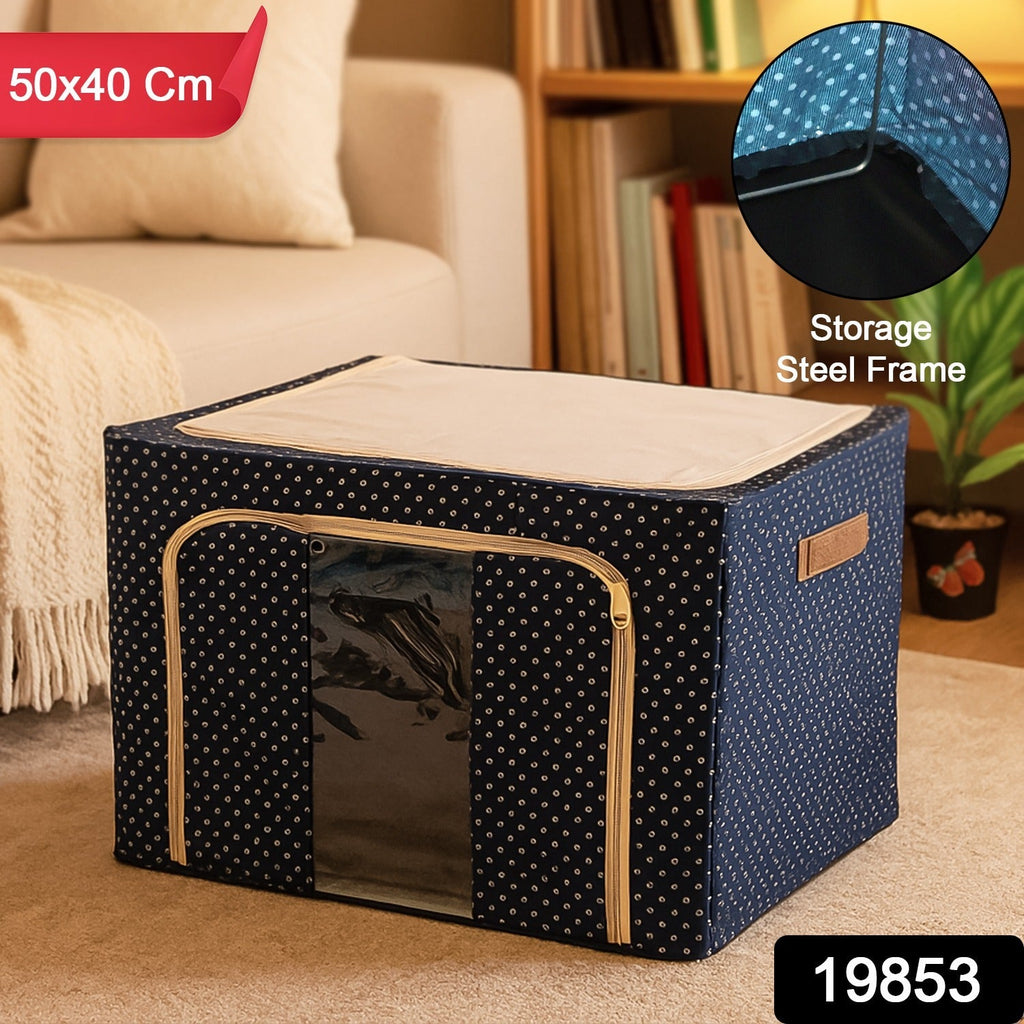 Foldable Steel-Frame Clothes Storage Box – Dust-Proof Organizer
