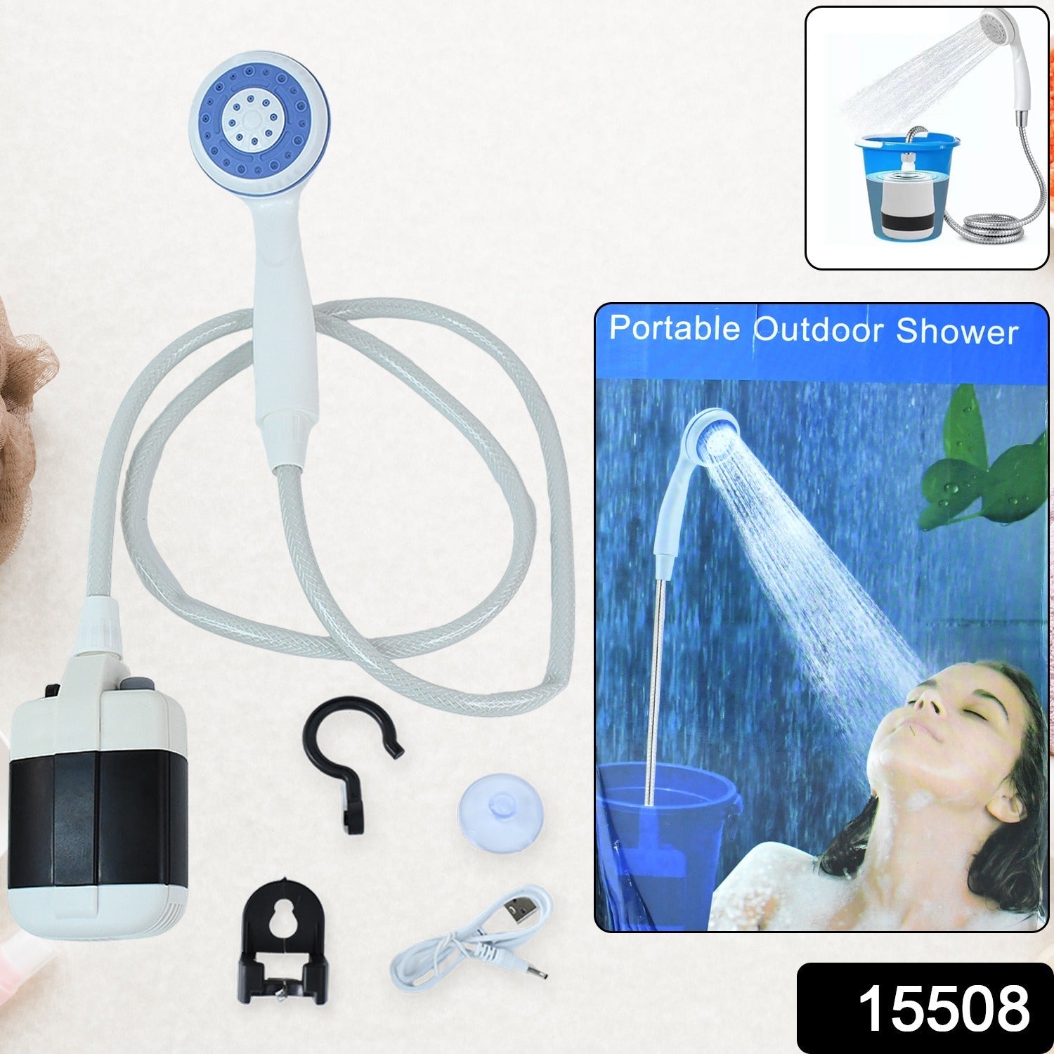 Portable Outdoor Shower Kit – USB Rechargeable Pump for Camping Comfort
