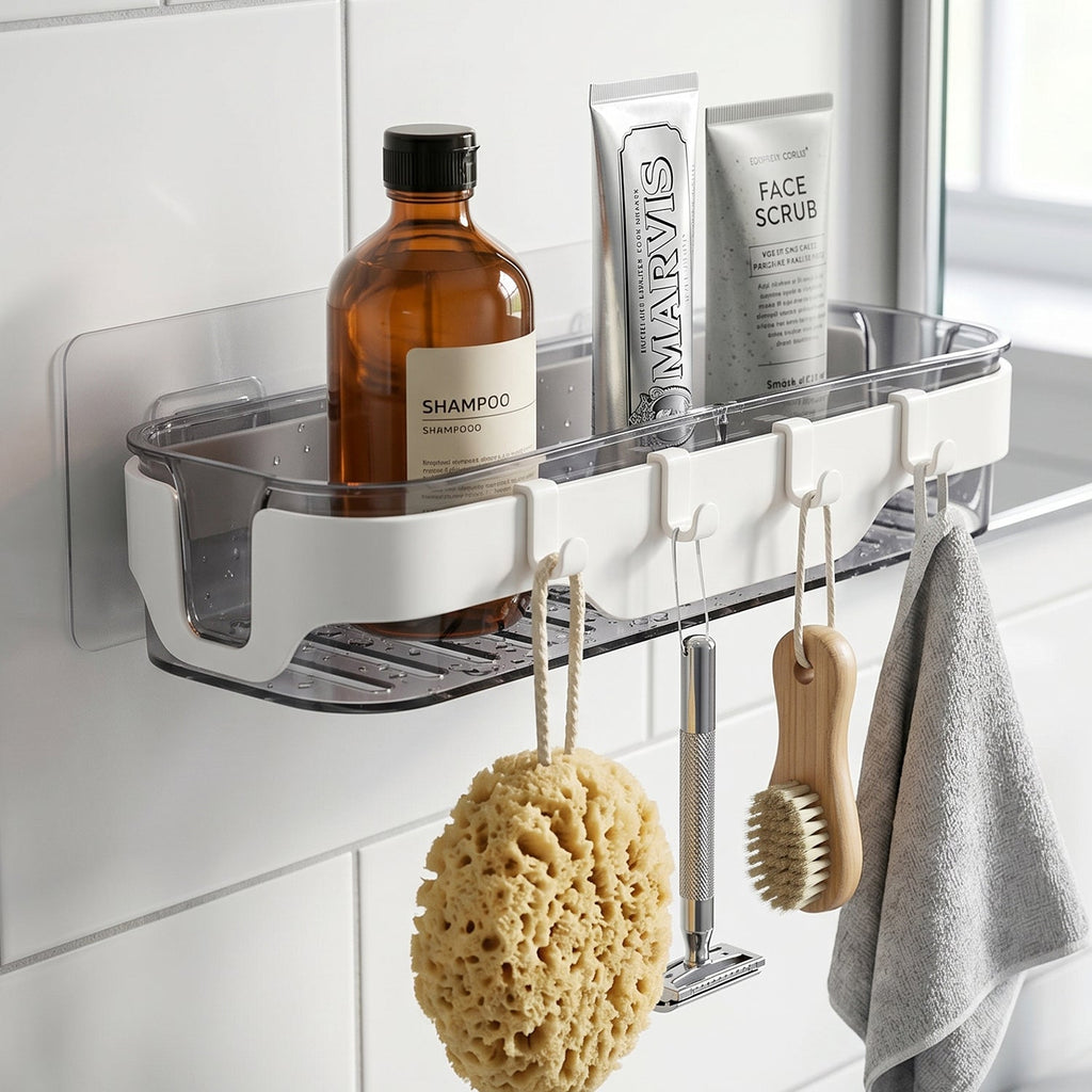 Bathroom Wall Shelf Ð Space-Saving with Hooks & Modern Design
