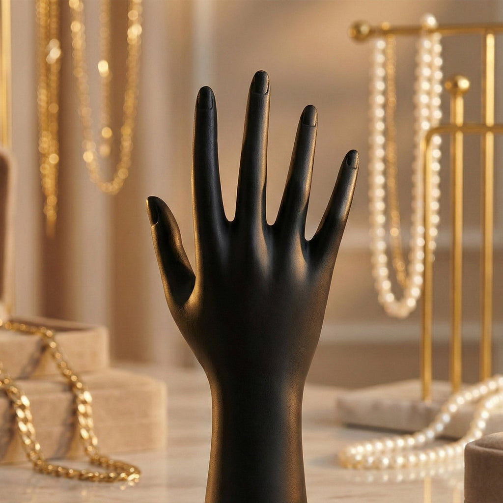 Black Hand Jewelry Display Stand – Elegant Matte Finish Organizer