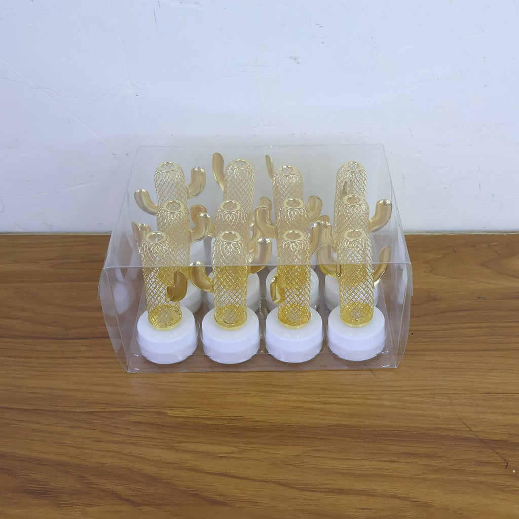 Cactus Shaped Flameless LED Candles – Set of 12 Safe Décor Lights