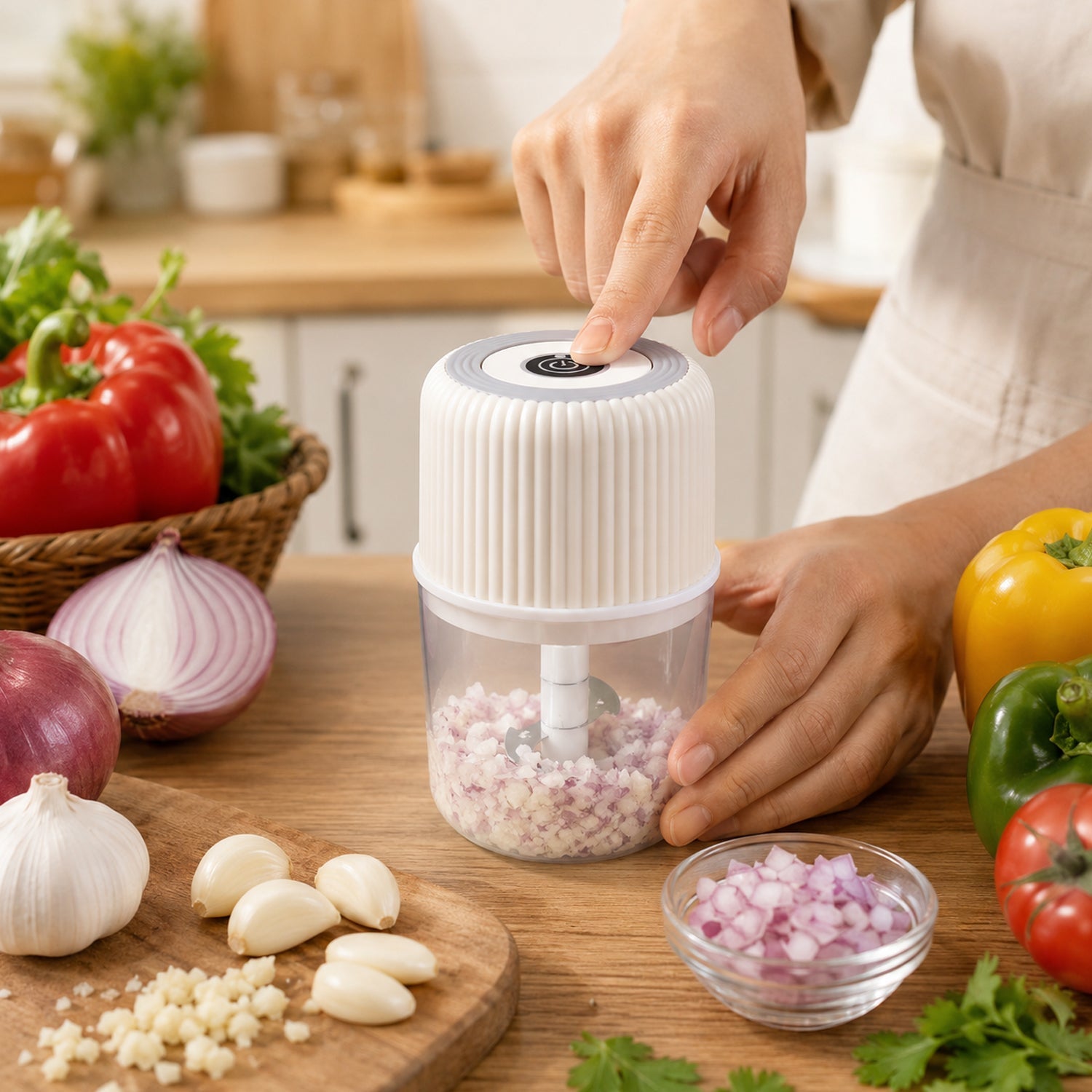 Mini Garlic Chopper Ð Cordless & Rechargeable for Easy Meal Prep