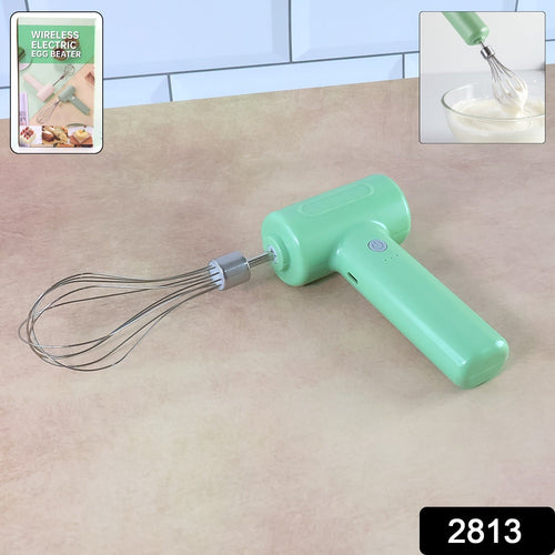 Cordless Electric Whisk with ergonomic T-grip handle and stainless-steel balloon whisk.