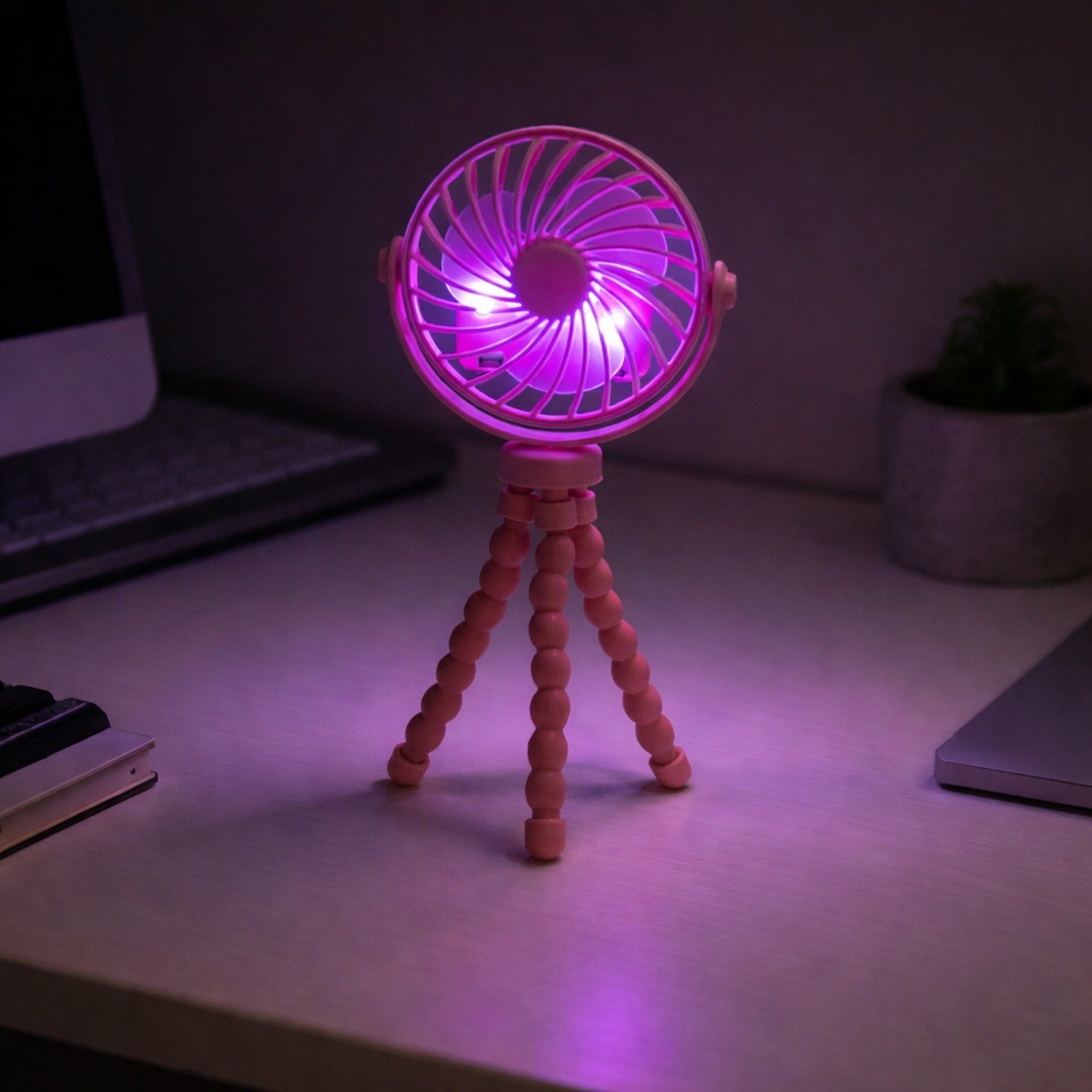 Rechargeable Portable LED Fan – Flexible Tripod & Quiet Cooling