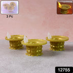 Water Sensor LED Diyas Set – Flameless Golden for Festive Decor