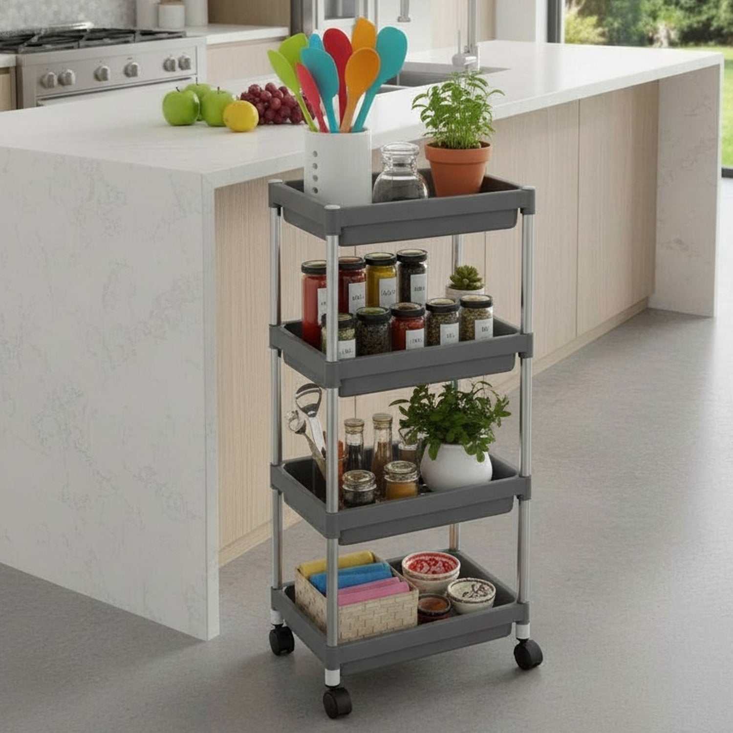 4-Layer Rolling Storage Cart – Durable & Mobile Organizer