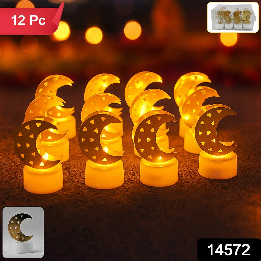 Moon Shaped Flameless LED Candles – Set of 12 with Warm Glow