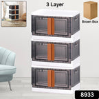 Plastic Folding Wardrobe Organizer – 3-Layer Storage with Wheels
