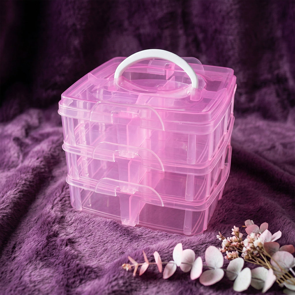 3-Tier Craft Storage Box – 18 Adjustable Compartments for Organizing