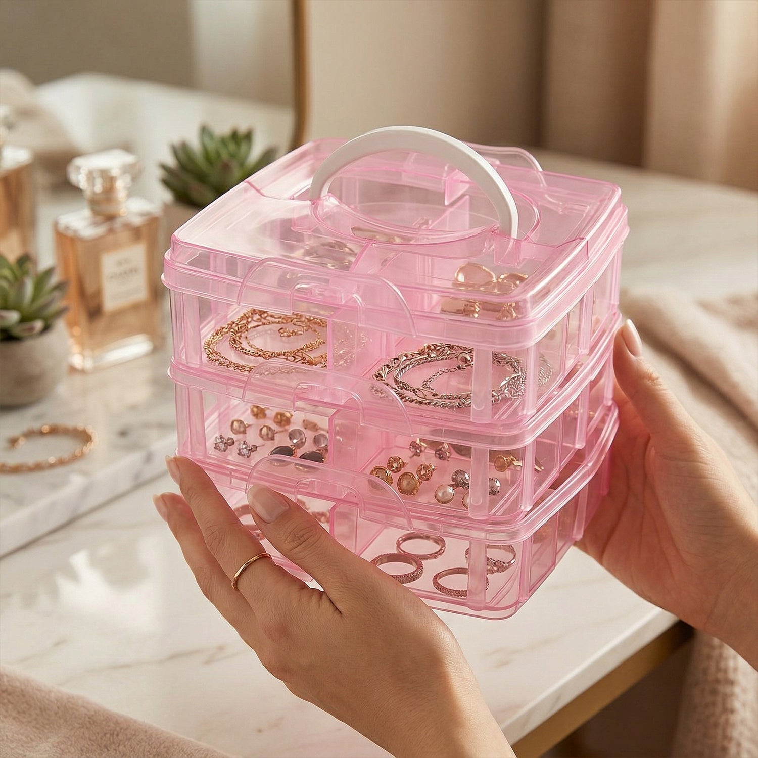 3-Tier Craft Storage Box – 18 Adjustable Compartments for Organizing