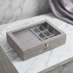 Velvet Jewellery Organizer Box Ð Transparent Lid & Multi-Compartment Storage