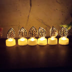 Leaf Shaped Flameless LED Candles – Elegant Decorative Set of 12