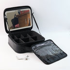 LED Light Makeup Organizer Box – Portable Cosmetic Storage with Mirror