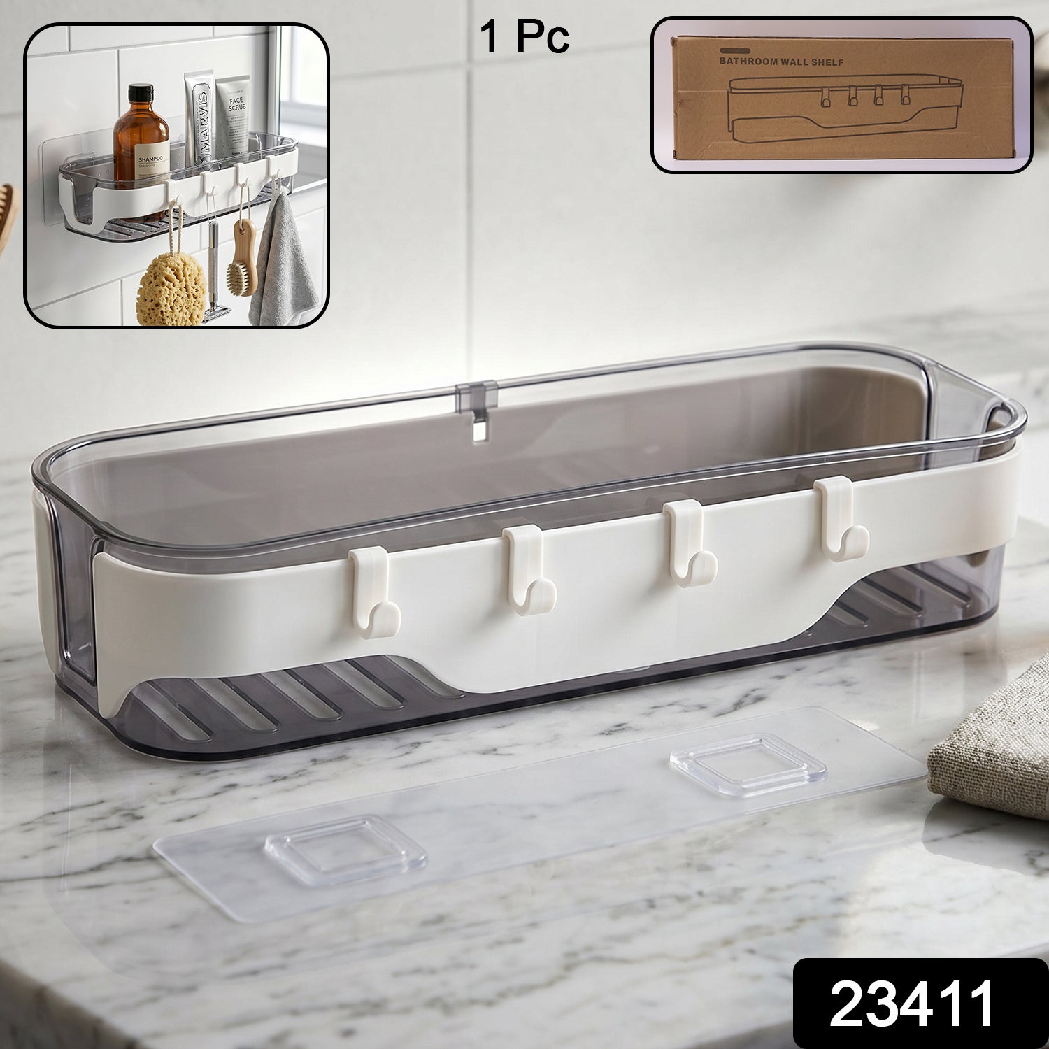 Bathroom Wall Shelf Ð Space-Saving with Hooks & Modern Design