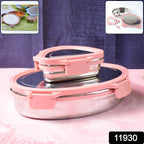 Stainless Steel Lunch Box Set – Leakproof & Durable 2-Piece