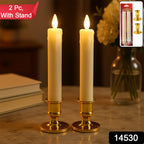 LED Flameless Taper Candles – Set of 2 Realistic Flickering Lights