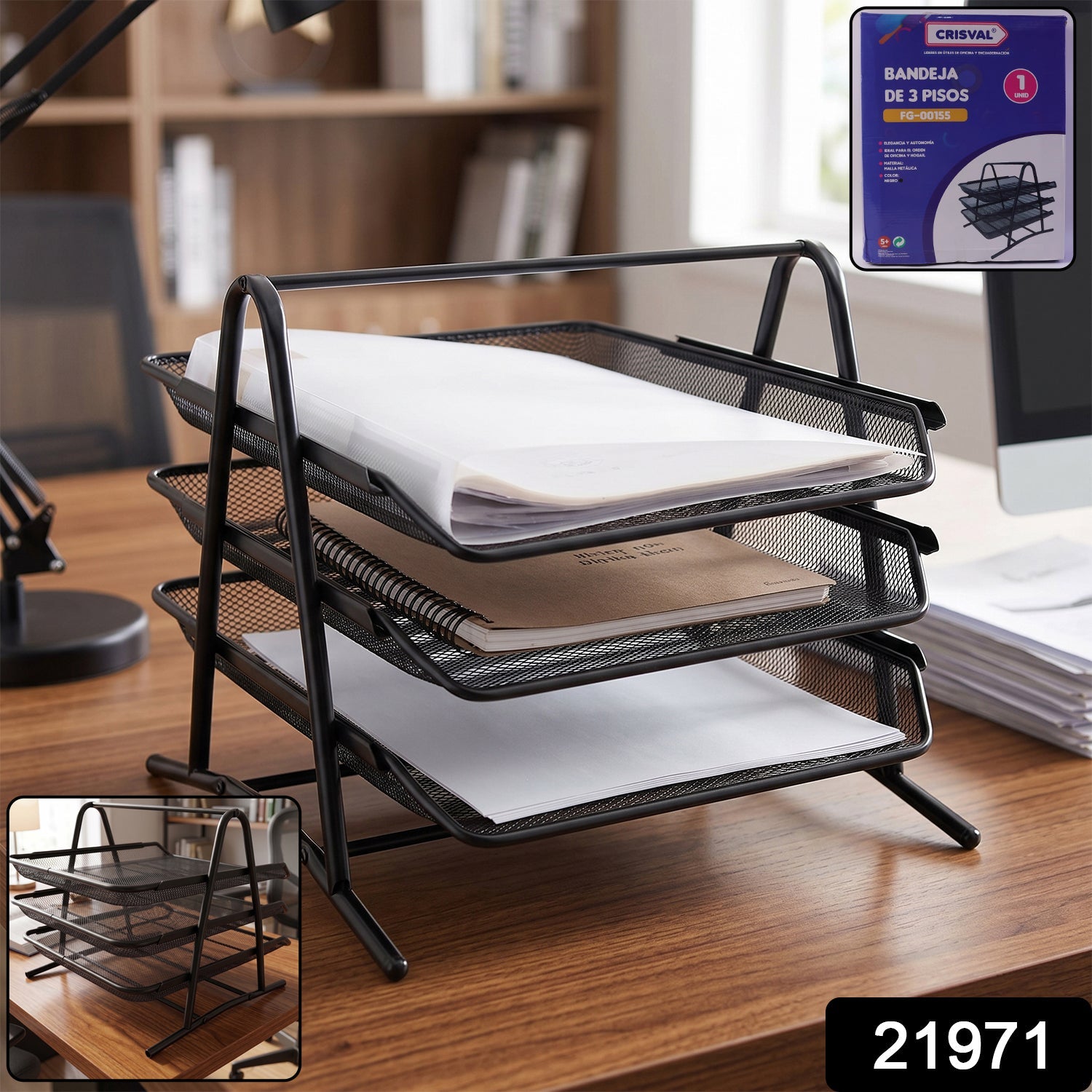 Organizer Rack Ð Durable 3-Tier Metal Storage for Office & Home